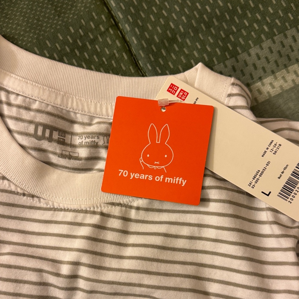 Uniqlo White and Gray Striped Miffy T-Shirt - Picture 3 of 5